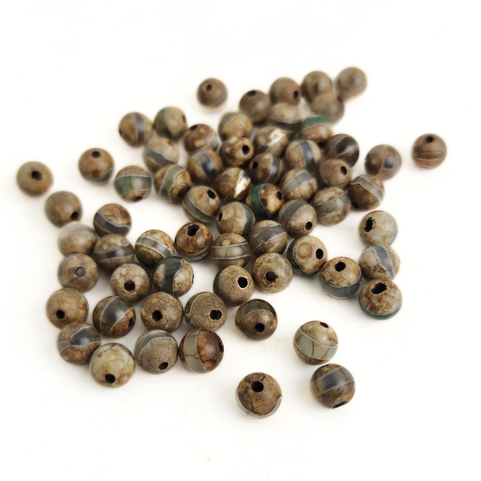 Dzi Aqua/Brown Round 6mm