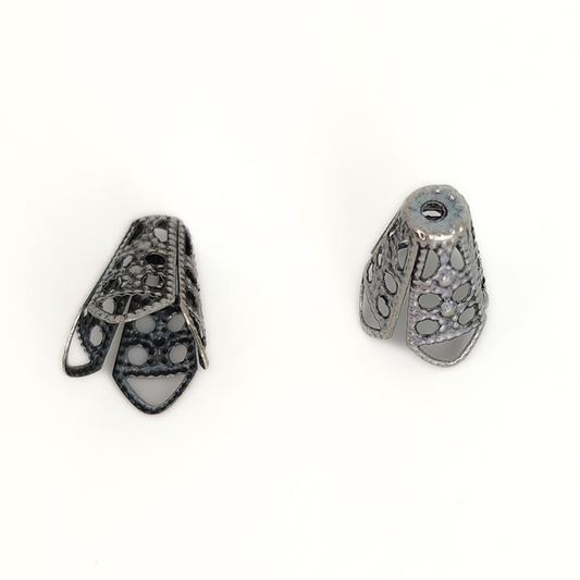 Antique Silver Filigree Cone 11mm