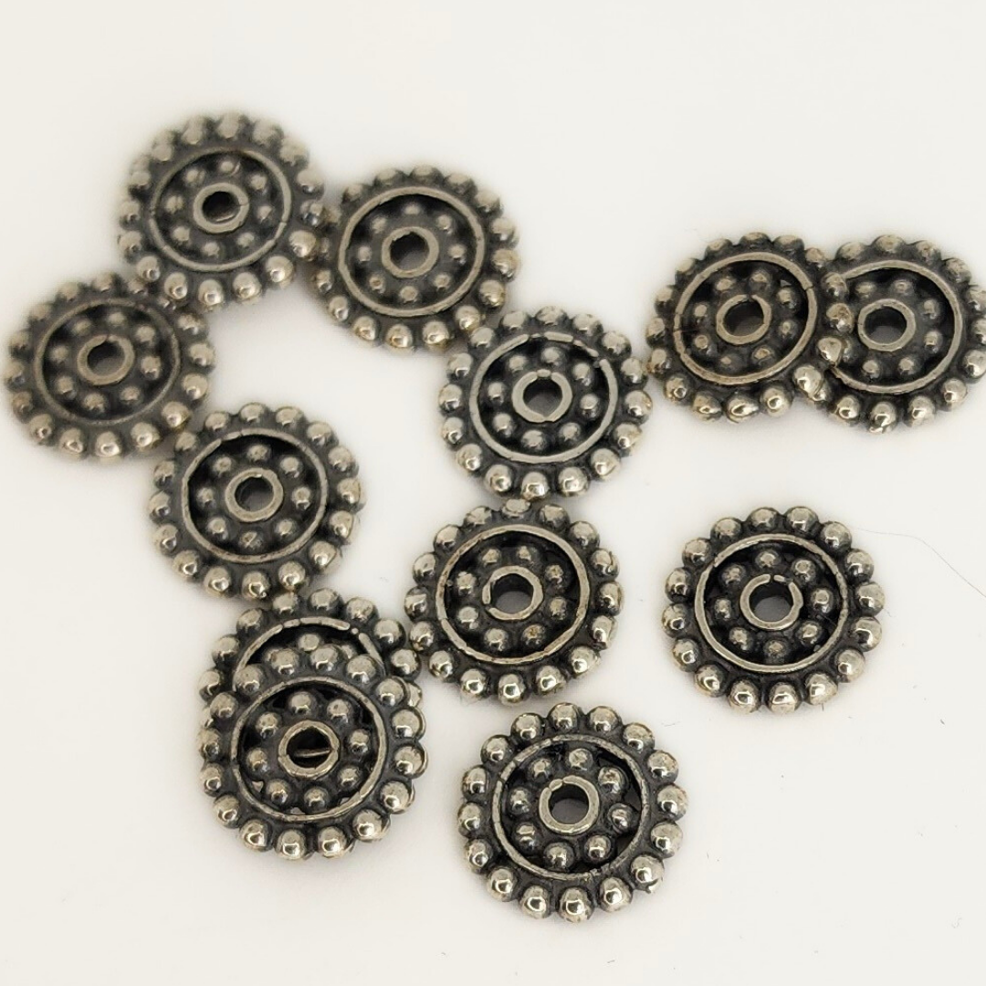 Antique Silver Double Daisy Spacer 9mm