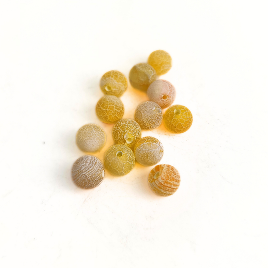 Matte Orange Crackle Round 8mm