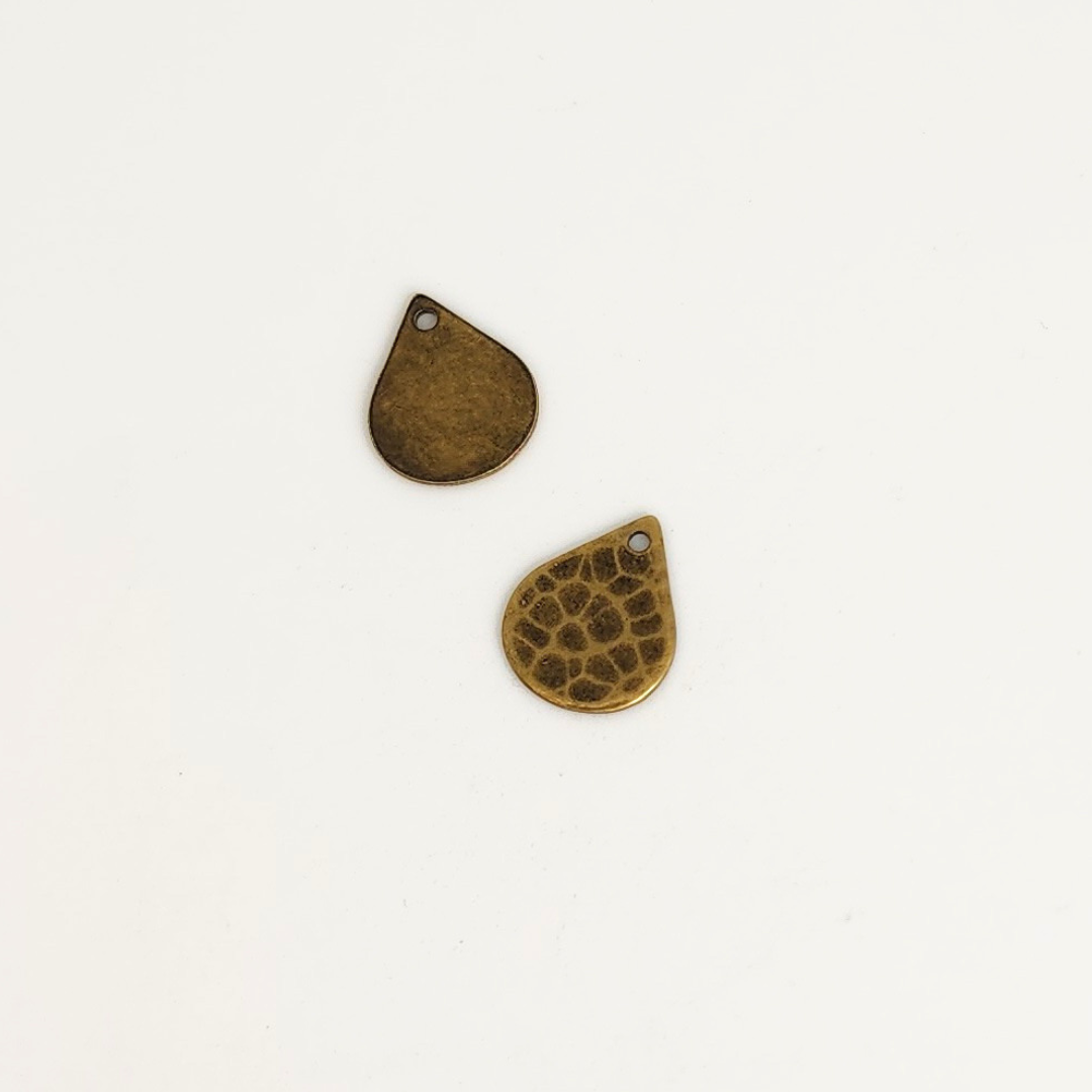 Antique Brass Hammered Tear Drop 10x13mm