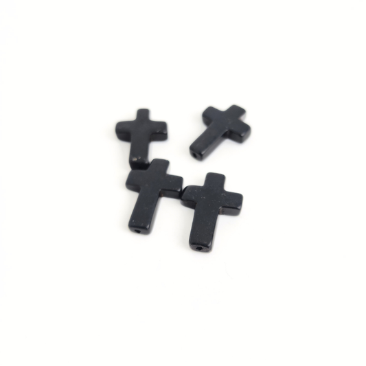Black Stone Cross 18x25mm