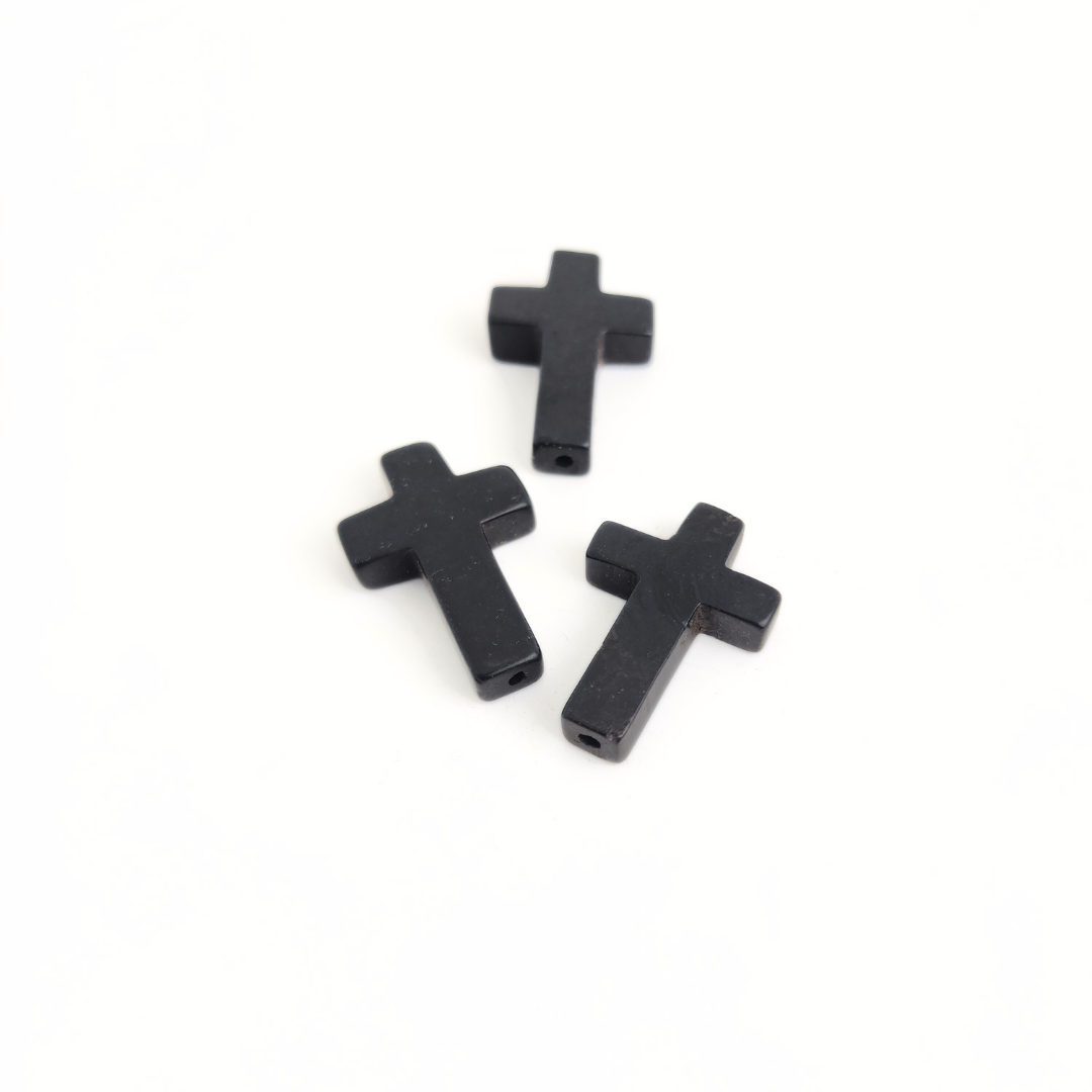 Black Stone Cross 20x30mm