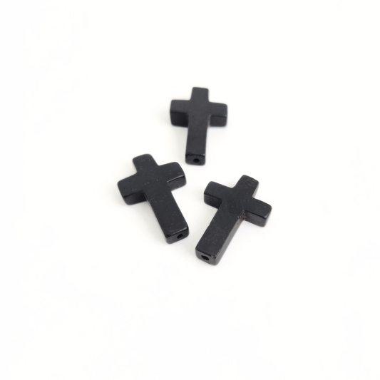 Black Stone Cross 20x30mm