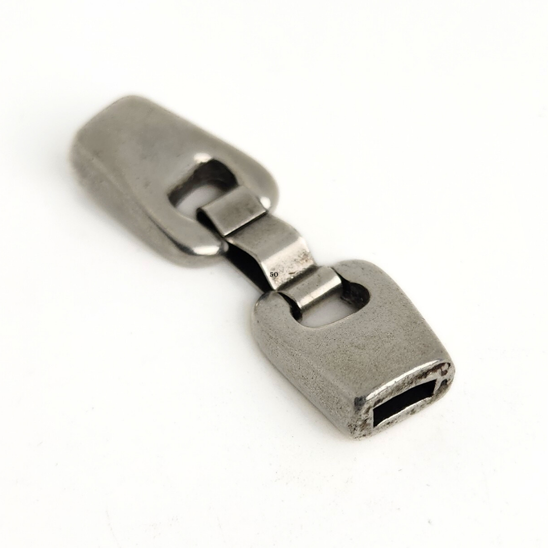 Antique Silver Flat Leather Clasp
