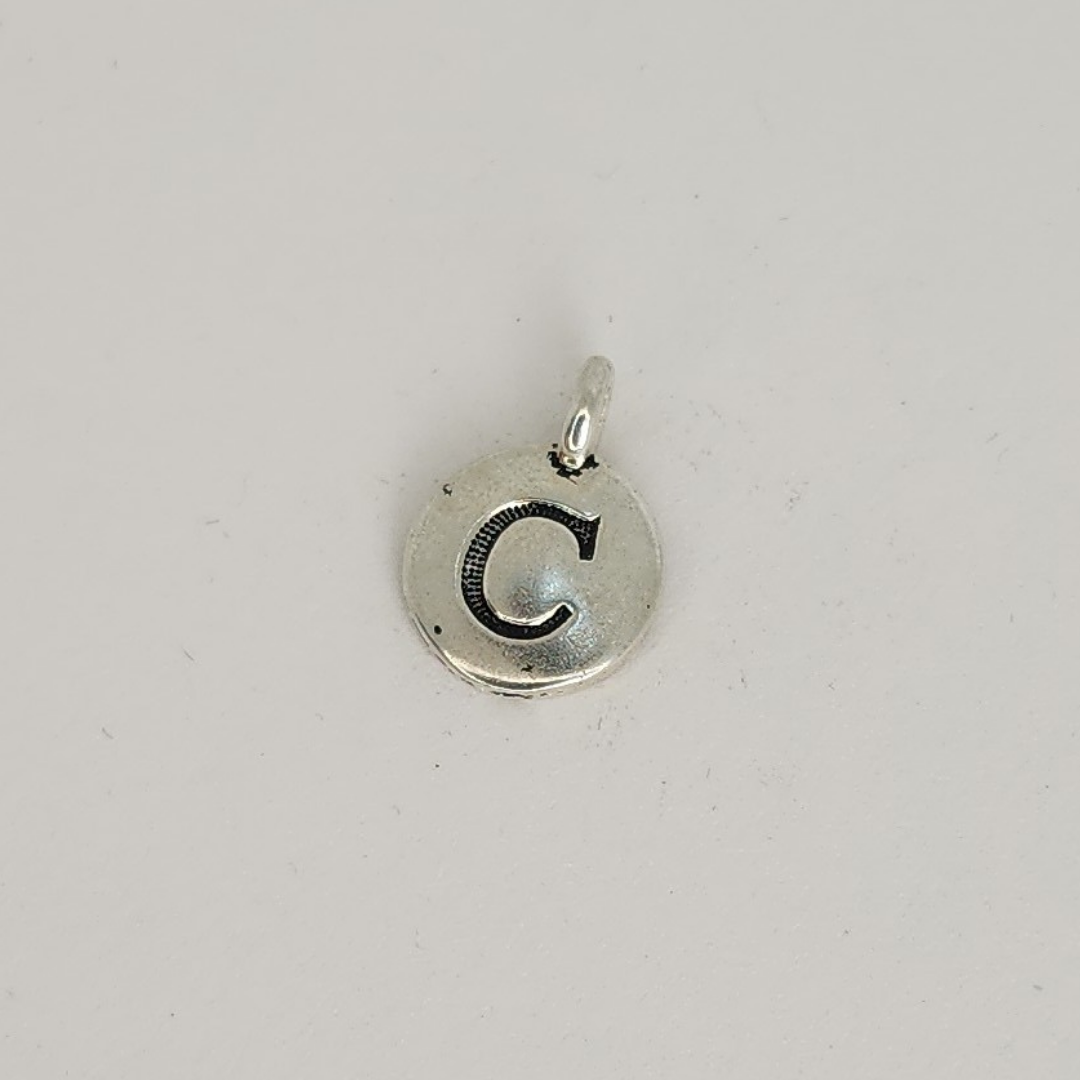 Antique Silver Letter Charm 11mm