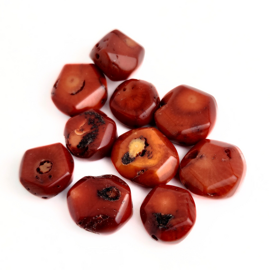 Red Bamboo Coral Disk 14mm