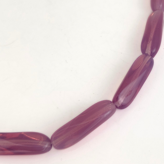 Pink Opal Twisted Rectangle 24x8mm
