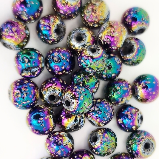 Natural Electroplated Volcanic Stone 6mm