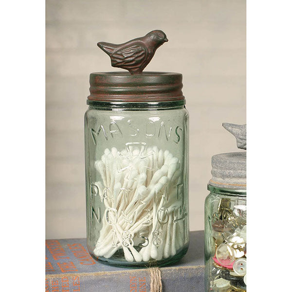 Green Rust Songbird Mason Jar
