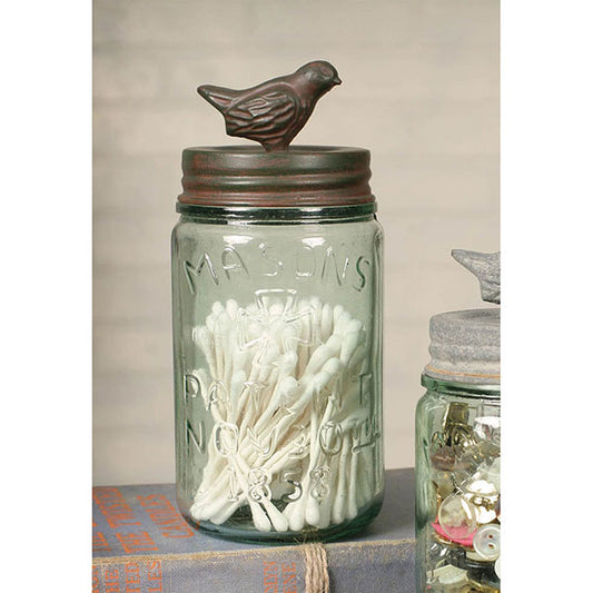 Green Rust Songbird Mason Jar