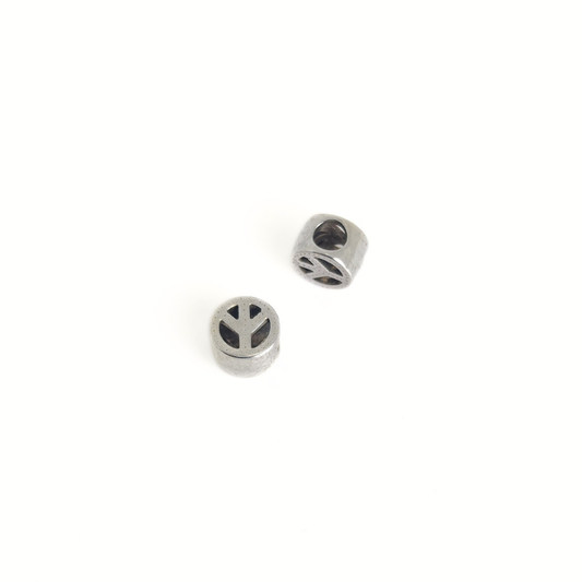 Antique Silver Peace Sign Slider 10mm