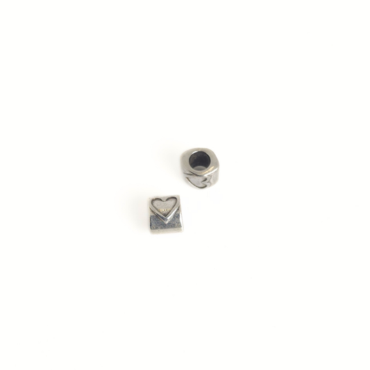 Antique Silver Heart Slider 10x8mm
