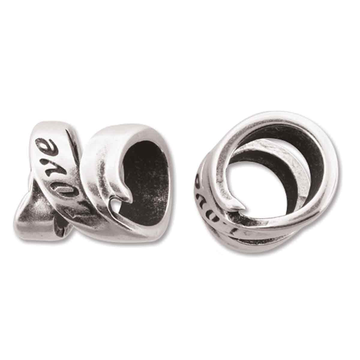 Antique Silver Love Ribbon 16mm