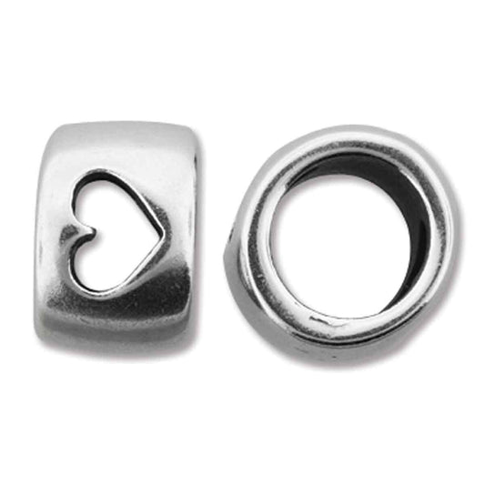 Antique Silver Open Heart Bead 10mm