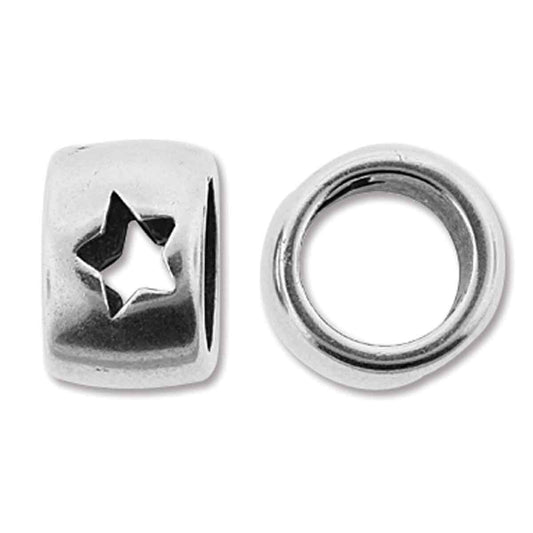 Antique Silver Open Star Bead 10mm