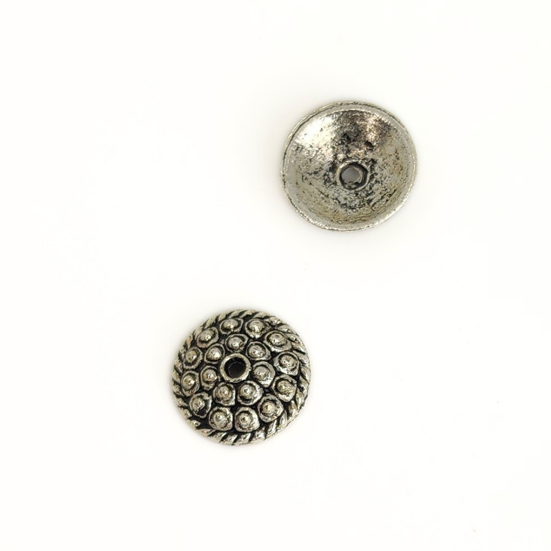 Silver Dot'd Bead Cap 10mm