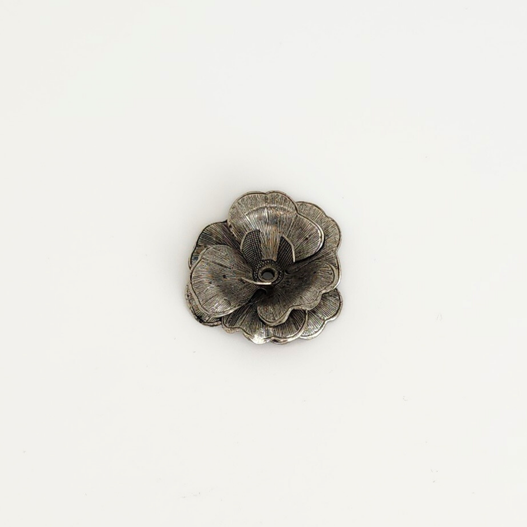 Antique Silver Flower Pendant 10x22mm