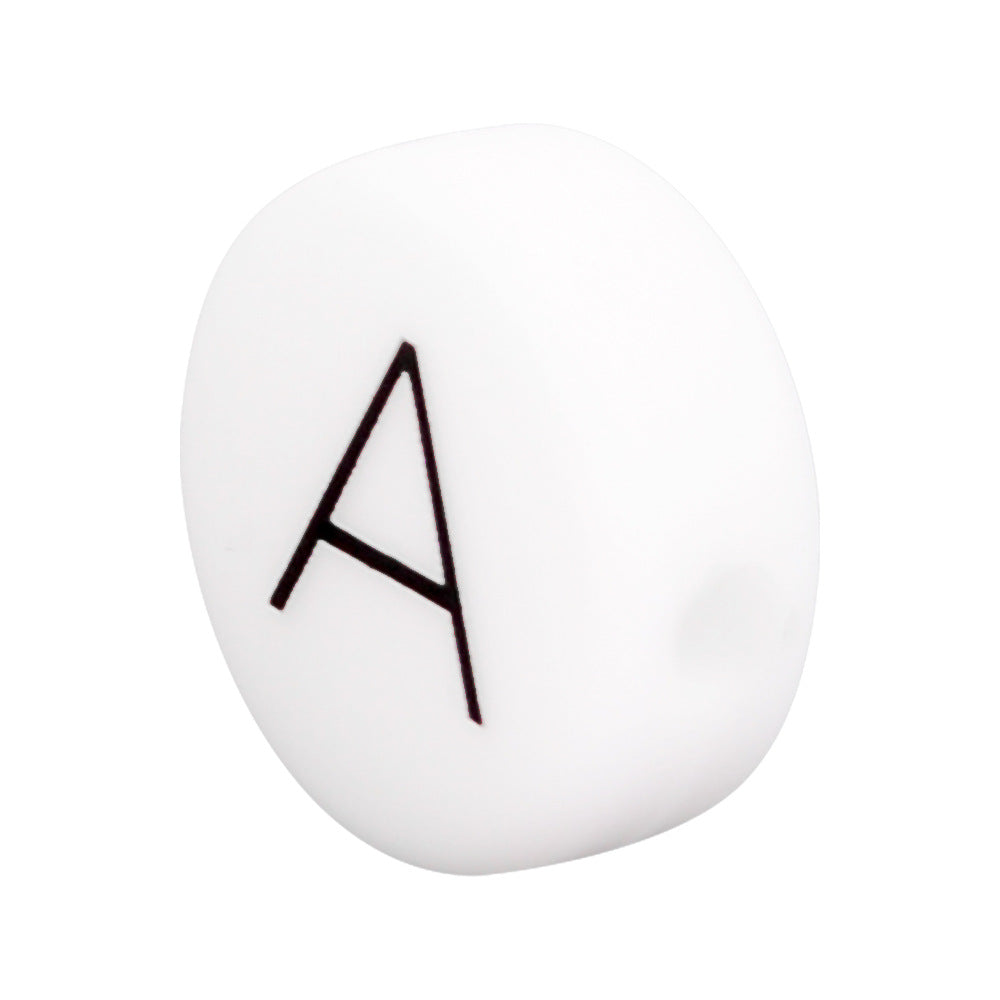 White Letter Flat Round 12mm