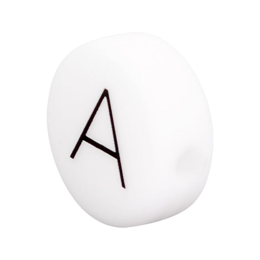 White Letter Flat Round 12mm