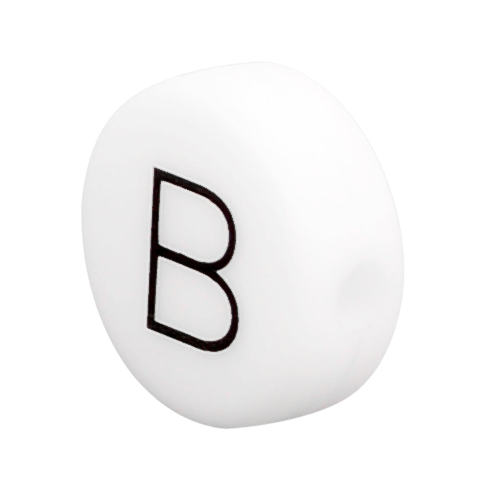 White Letter Flat Round 12mm
