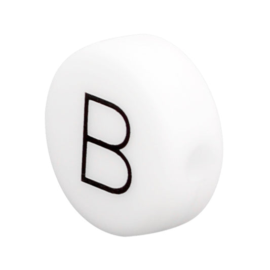 White Letter Flat Round 12mm