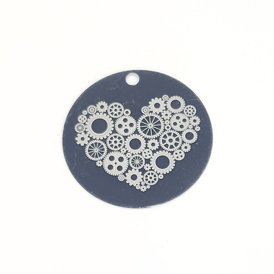 Gear Heart Lasered Tag 1.5”