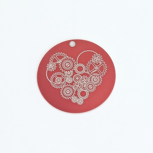 Gear Heart Lasered Tag 1.5”