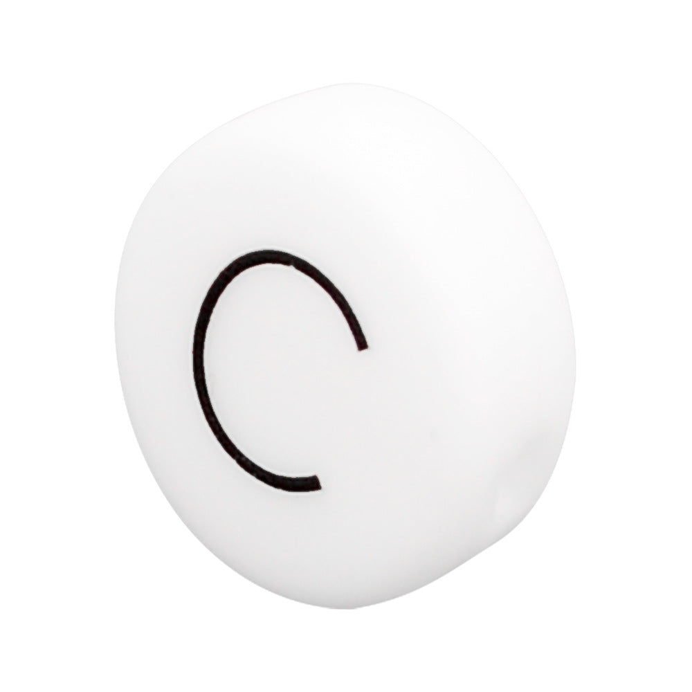 White Letter Flat Round 12mm