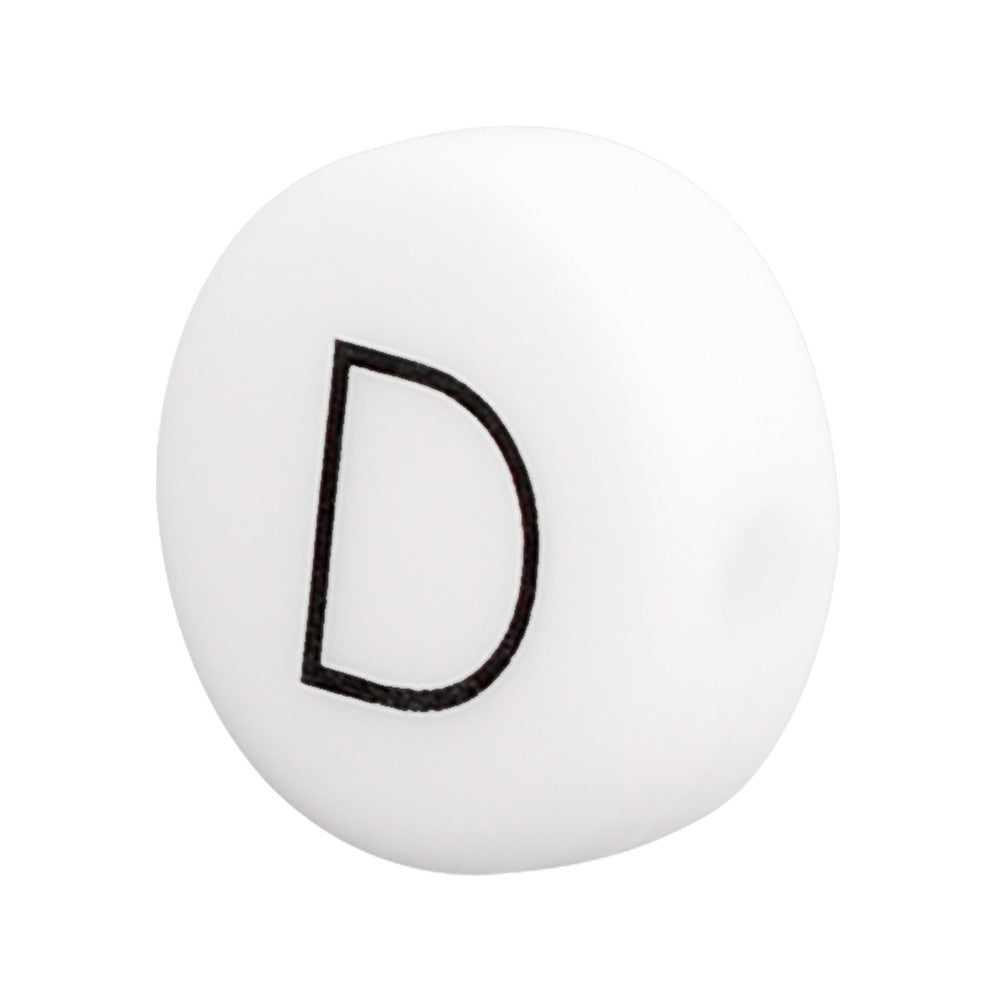 White Letter Flat Round 12mm