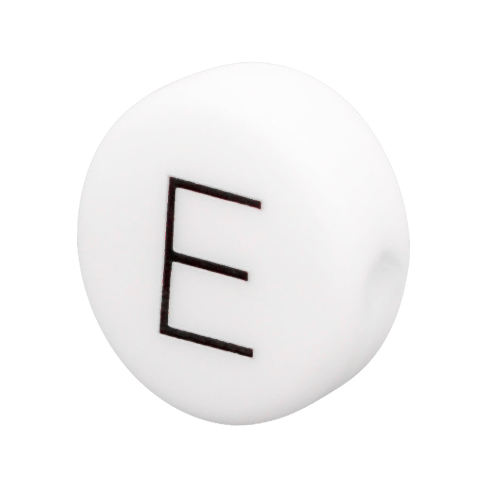 White Letter Flat Round 12mm