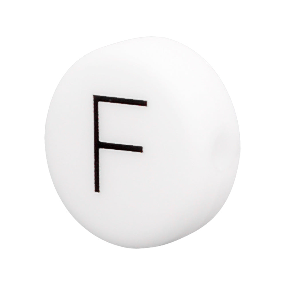 White Letter Flat Round 12mm