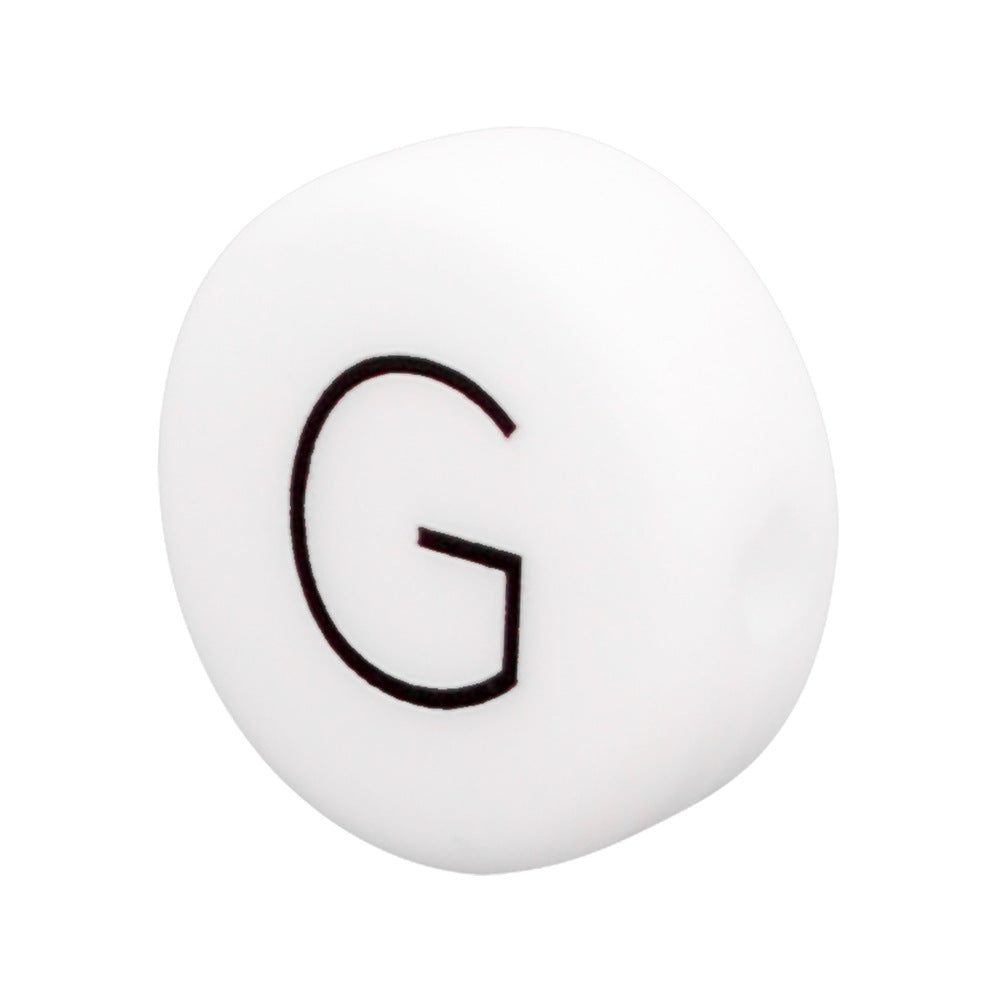 White Letter Flat Round 12mm