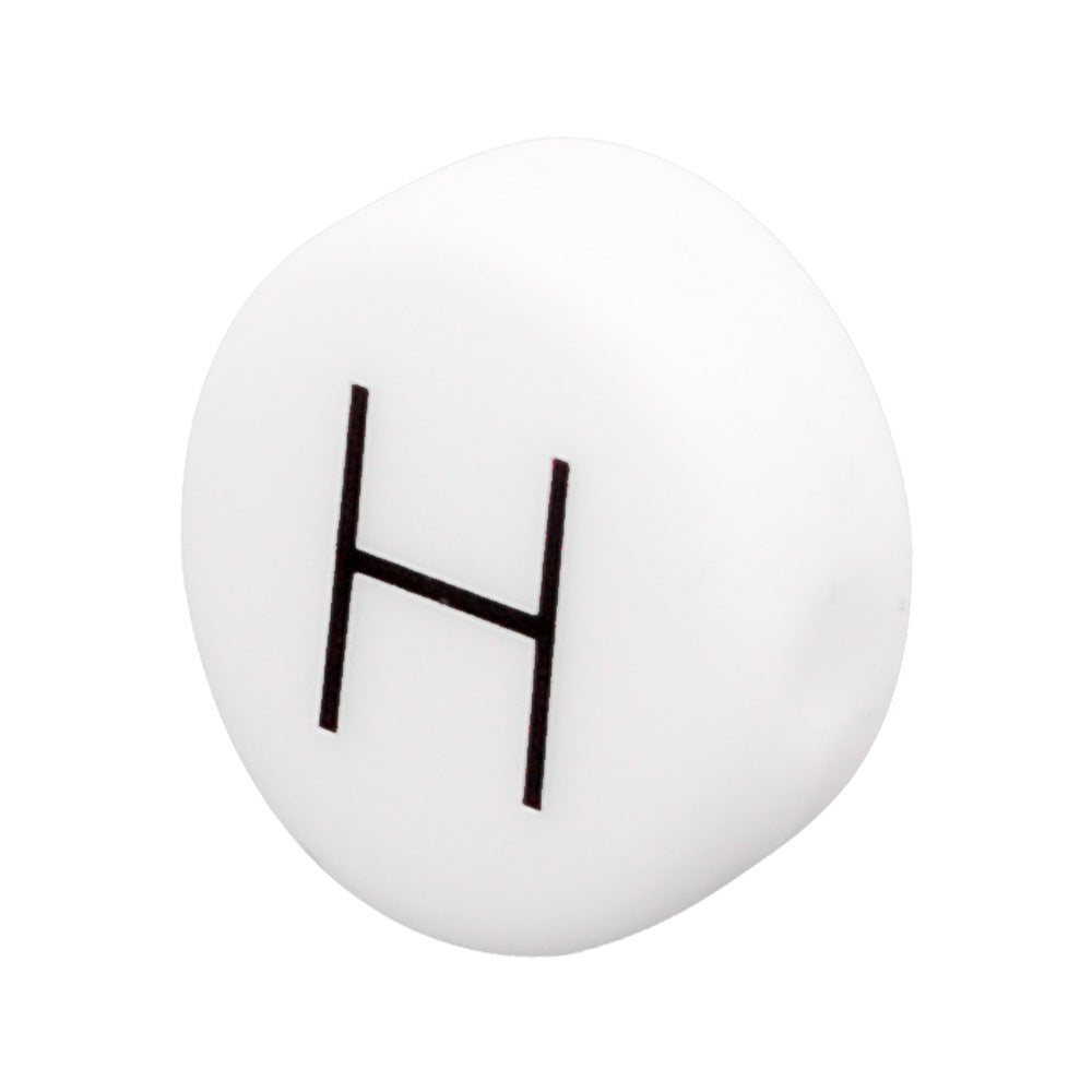 White Letter Flat Round 12mm