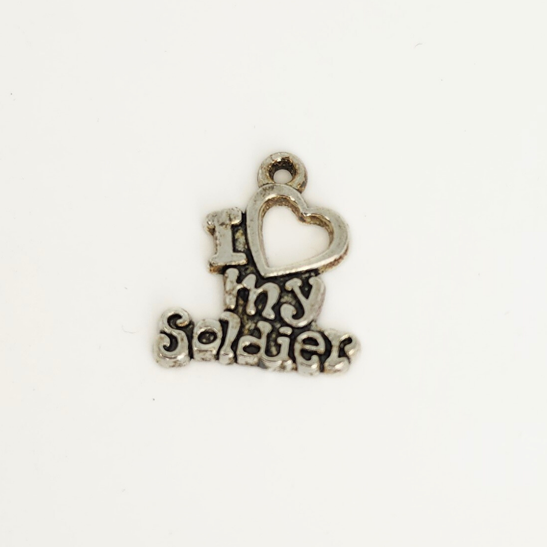 I Love My Soldier Charm 20x17mm