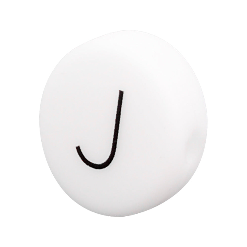 White Letter Flat Round 12mm