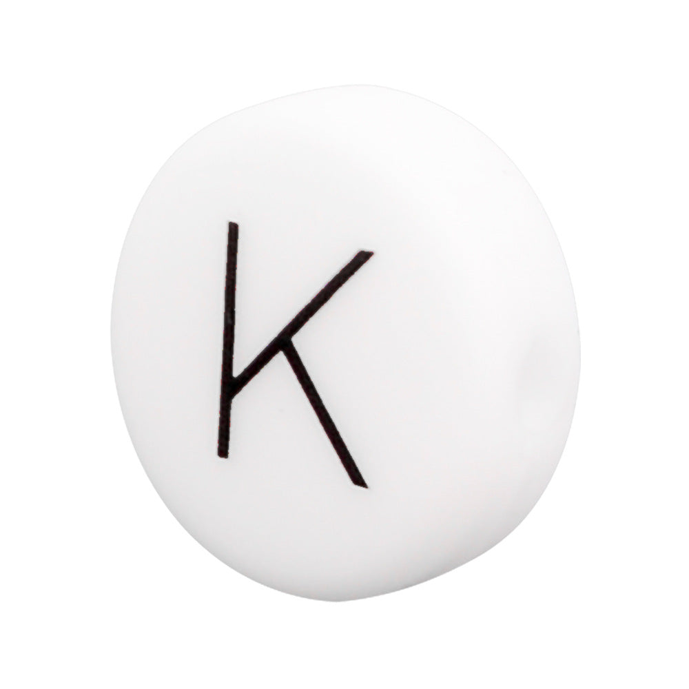 White Letter Flat Round 12mm