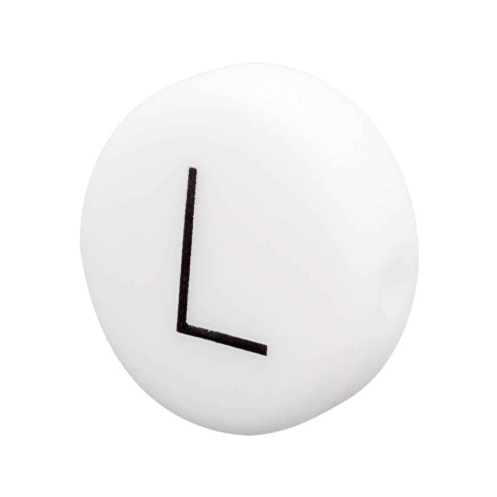 White Letter Flat Round 12mm