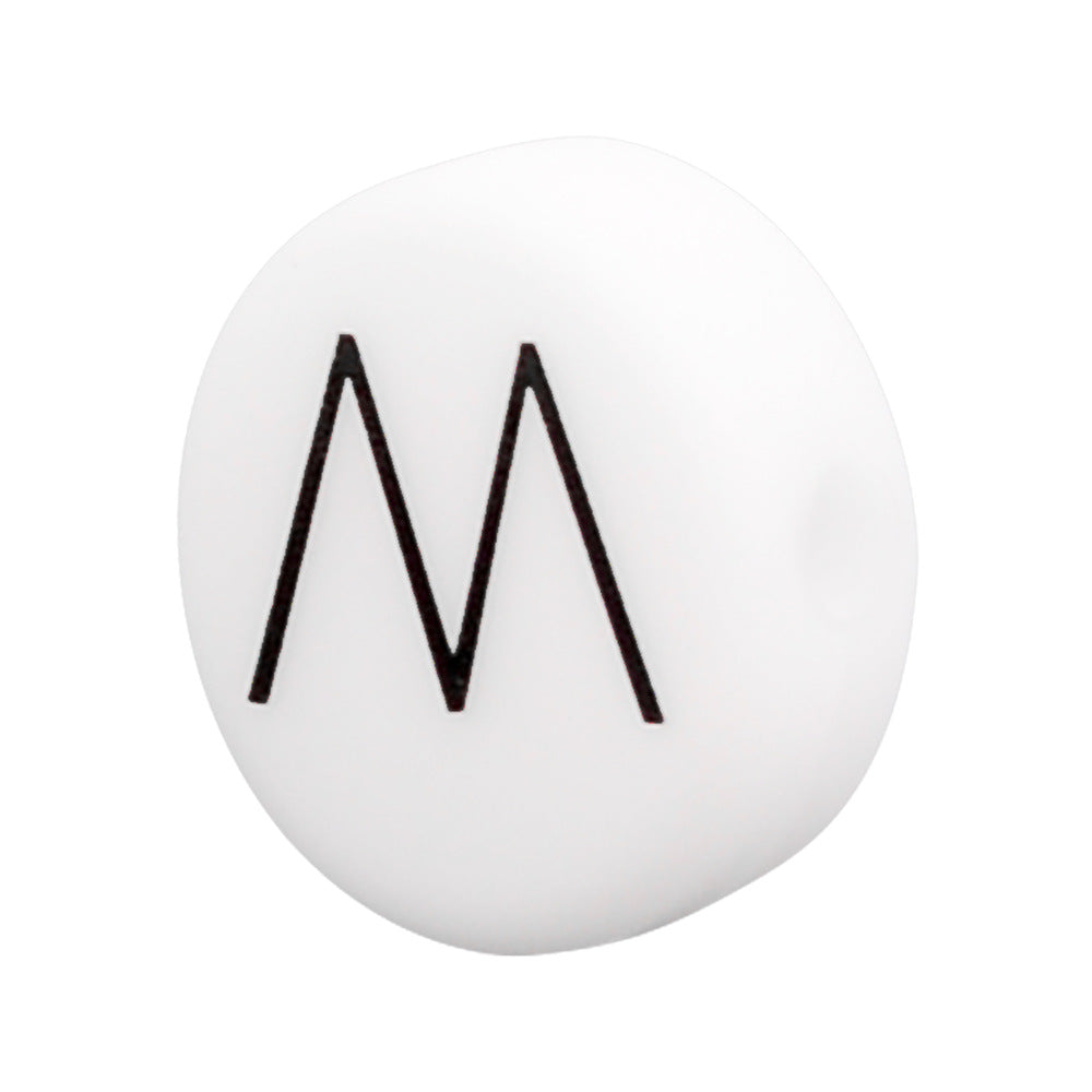 White Letter Flat Round 12mm