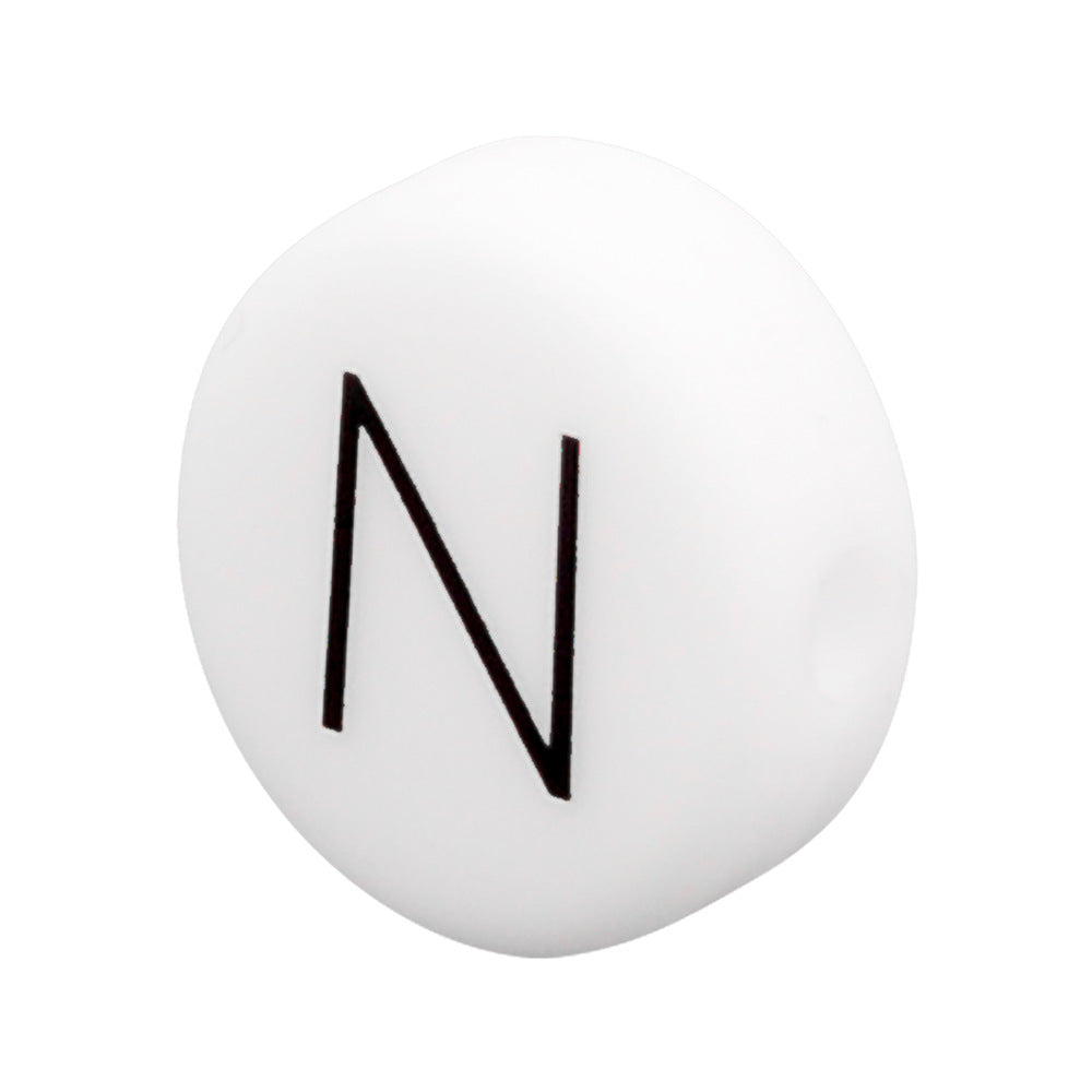 White Letter Flat Round 12mm