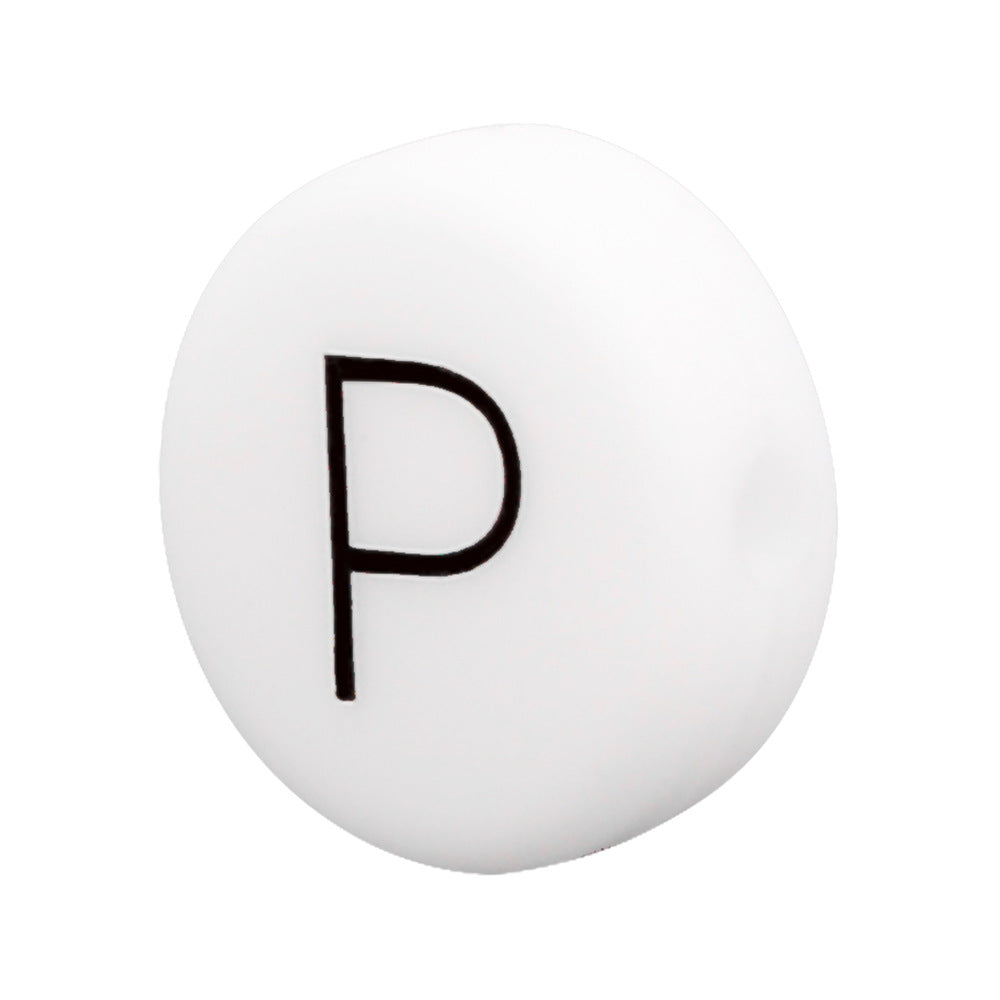 White Letter Flat Round 12mm