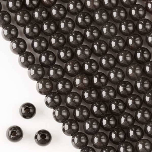 Black Obsidian Large-Hole Round 8mm