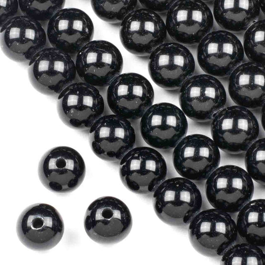 Black Obsidian Large-Hole Round 12mm