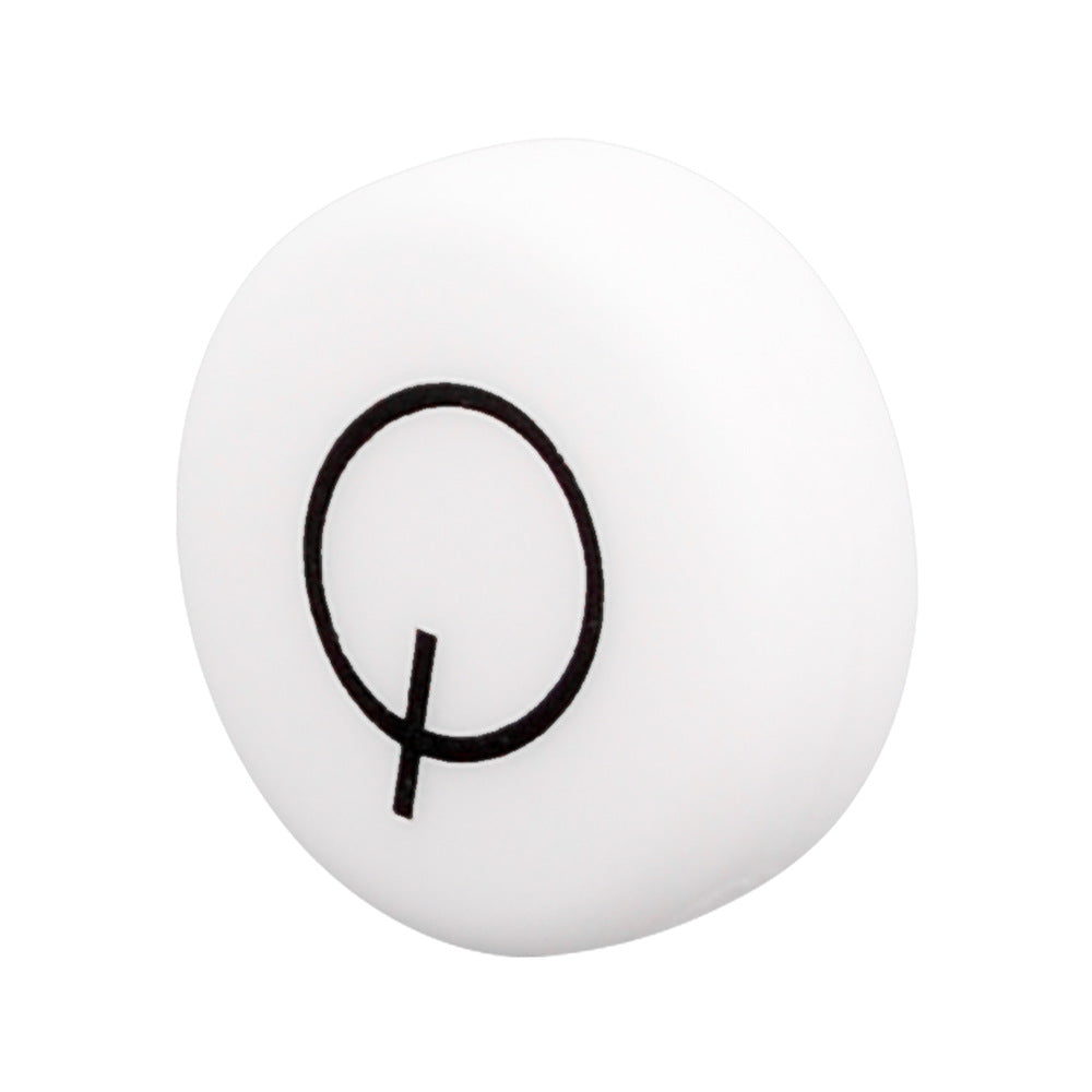 White Letter Flat Round 12mm