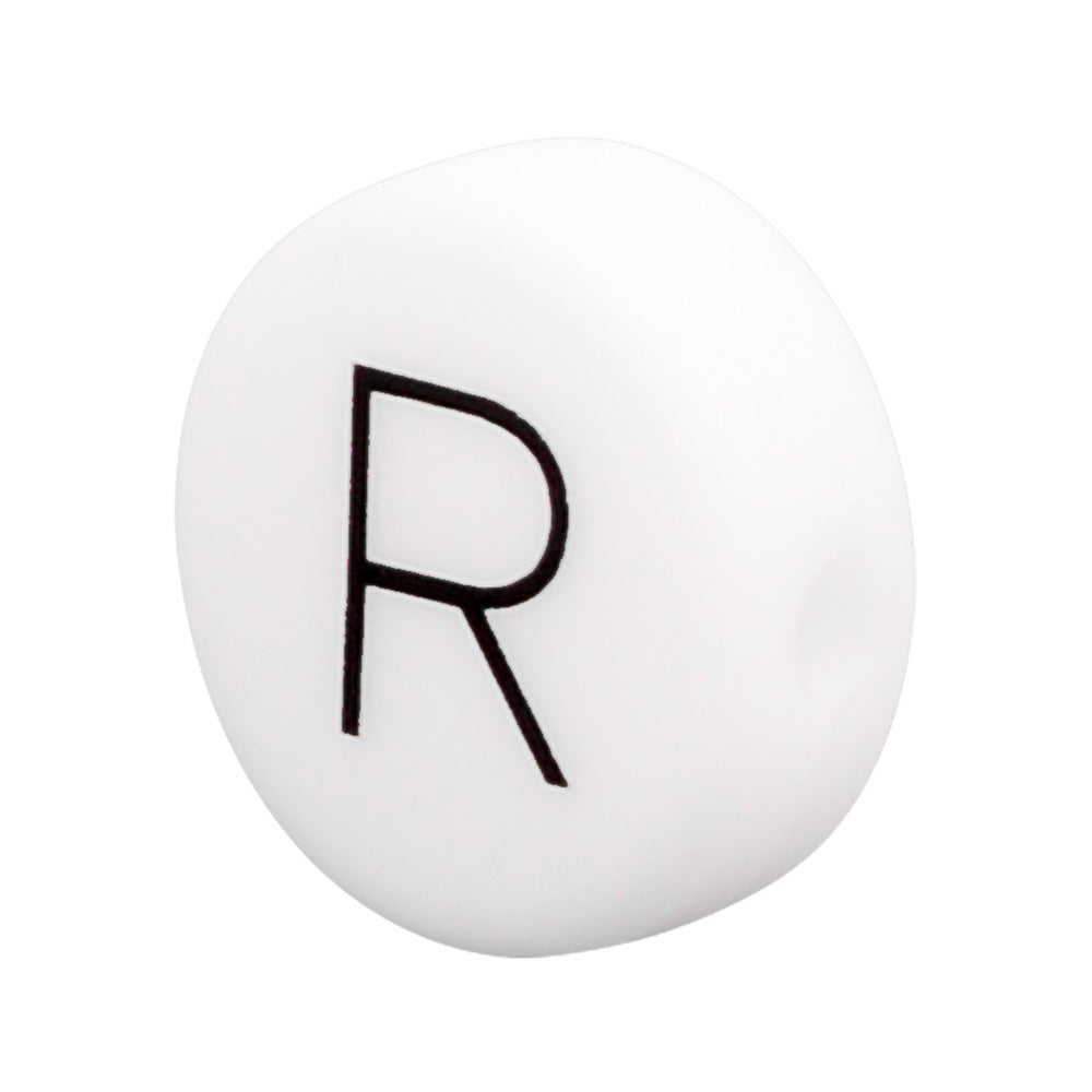 White Letter Flat Round 12mm
