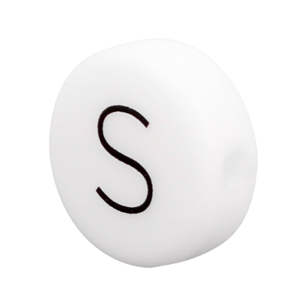 White Letter Flat Round 12mm