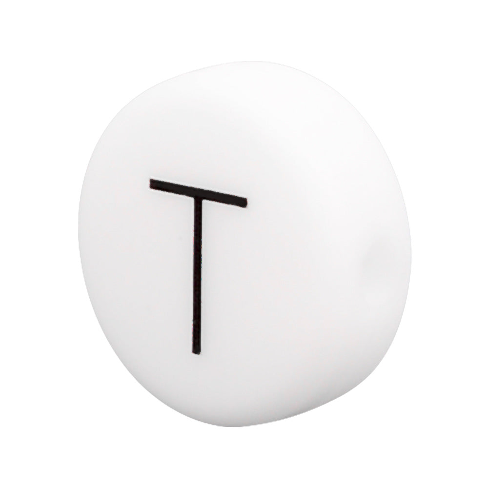 White Letter Flat Round 12mm