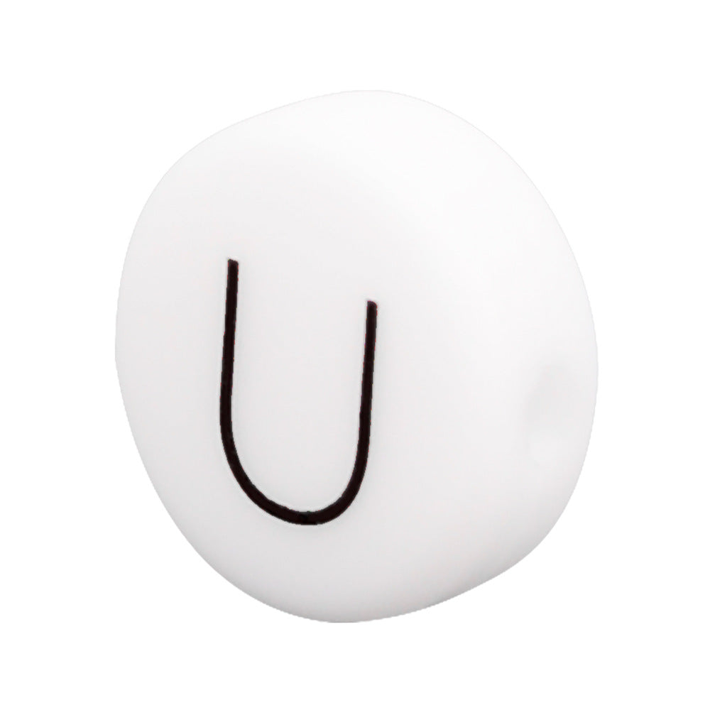 White Letter Flat Round 12mm