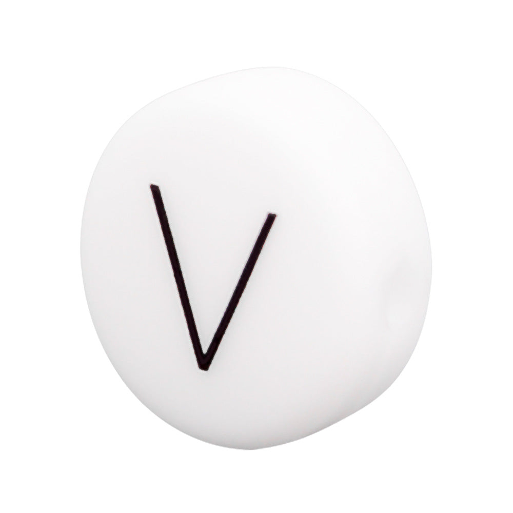 White Letter Flat Round 12mm
