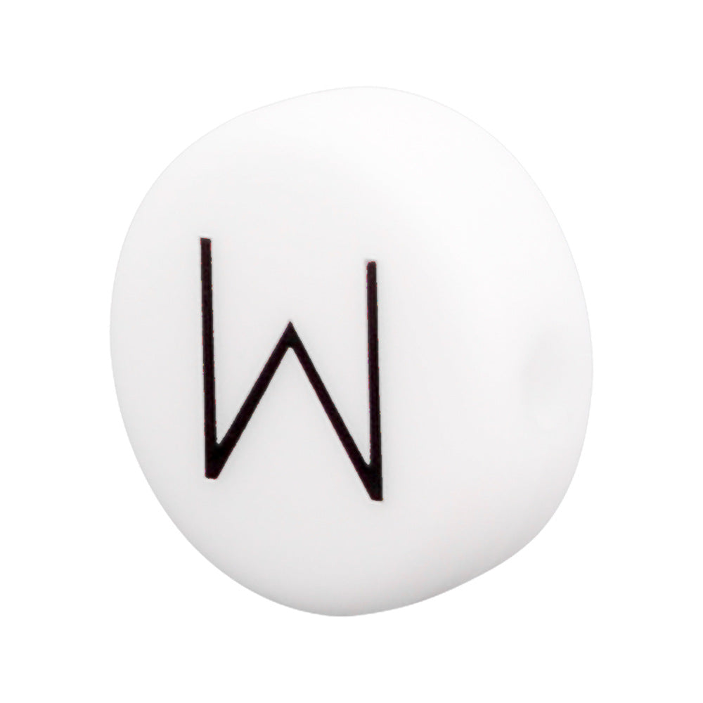 White Letter Flat Round 12mm